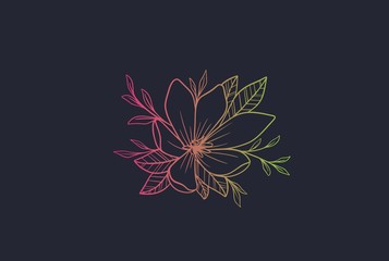 Colorful hand drawn flower graphic logo design