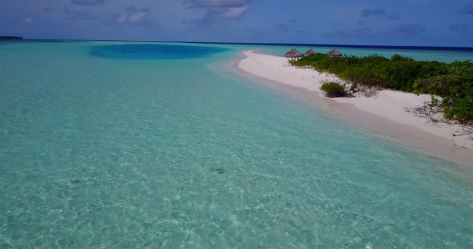 cristal clear shallow water and sandbank with tropical bushes.Abstract background, Aerial drone parallax shot of Philippines sandbar