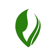 Letter V Organic Leaf Logo Vector