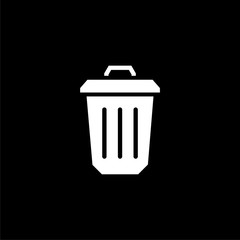 Recycle bin icon isolated on black background. Trash can icon
