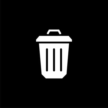 Recycle bin icon isolated on black background. Trash can icon