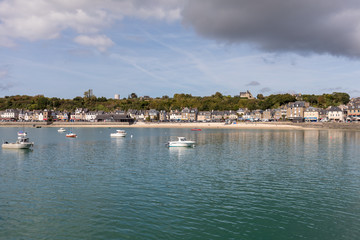  Cancale, fishing port and famous oysters production town located at the western end of the bay of...