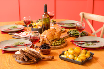 Table set for big family dinner