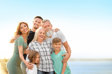 Portrait of big family in park