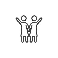 Two girl friends line icon. linear style sign for mobile concept and web design. Lesbian women outline vector icon. Symbol, logo illustration. Vector graphics