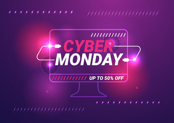 Cyber monday sale banner template