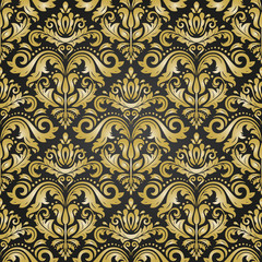 Orient vector classic black and golden pattern. Seamless abstract background with vintage elements. Orient background. Ornament for wallpaper and packaging
