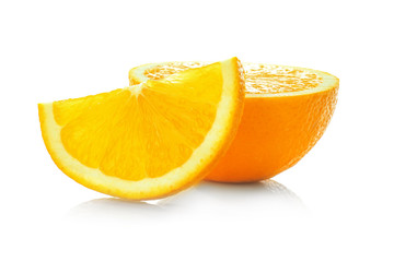 Tasty cut orange on white background