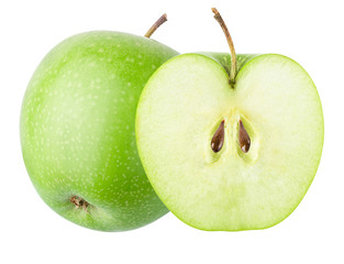 Green apples isolated on white background with clipping path