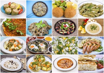 Traditional Delicious Turkish food collage