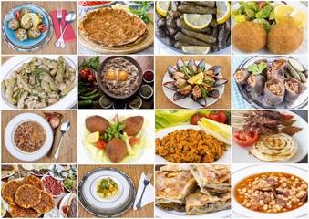 Traditional Delicious Turkish food collage