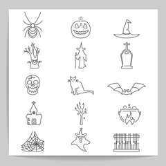  Set of halloween , vector icons .