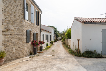 Picturesque street in village in the Island of Re