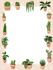 Set of hygge potted succulent plants. Cozy lagom scandinavian style collection of plants