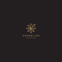 Dandelion Flower Logo Icon Design Template. Elegant, Luxury, Gold, Flower, Premium, Spa, Cosmetic, Boutique, Florist, Fashion, Modern Vector Illustration