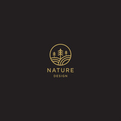 Nature Logo Design Concept. Tropical Plant. Minimal icon of abstract landscape. Geometric Element. Elegant and Modern Vector Illustration