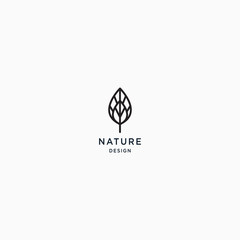 Nature Logo Design Concept. Tropical Plant. Minimal icon of abstract landscape. Geometric Element. Elegant and Modern Vector Illustration
