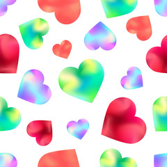 Abstract vector flowing heart seamless pattern. Multi-colored silhouette heart seamless texture. Valentine's Day. Love. Wedding.
