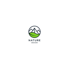 Nature Logo Design Concept. Tropical Plant. Minimal icon of abstract landscape. Geometric Element. Elegant and Modern Vector Illustration