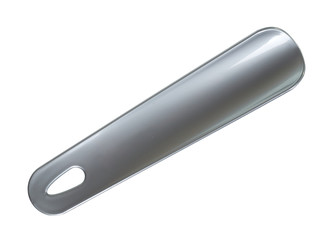 Plastic gray shoe spoon. Shoehorn foot accessory.