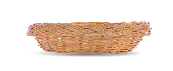 vintage weave wicker basket isolated on white background