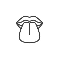 Tongue and lips line icon. linear style sign for mobile concept and web design. Human mouth outline vector icon. Symbol, logo illustration. Vector graphics