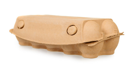 Beige cardboard egg pack. Carry food package.