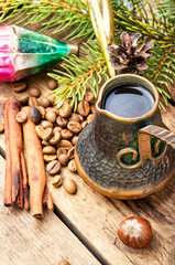 Christmas toy and fragrant coffe