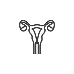 Female reproductive organ line icon. linear style sign for mobile concept and web design. Uterus outline vector icon. Symbol, logo illustration. Vector graphics