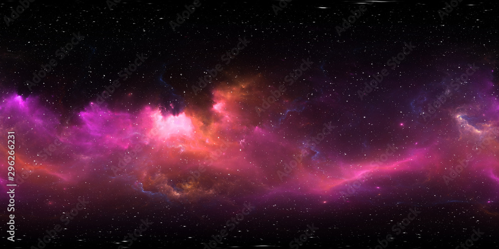 Sticker space background with nebula and stars. environment 360 hdri map. equirectangular projection, spheri