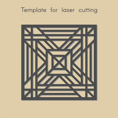 Template for laser cutting. Square geometric background for cut. Stencil for panels of wood, metal, plastic. Decorative stand.