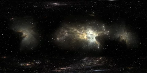 360-Grad-Raumhintergrund mit Nebel und Sternen, äquirechteckige Projektion, Umgebungskarte. Sphärisches HDRI-Panorama. © Peter Jurik