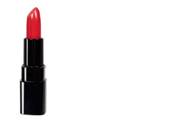 Fototapeta premium Red lipstick in black tube, beauty and care.