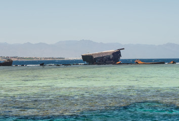 Red sea Tiran island Bay Akaba Shipwreck wreck cargo ship in Egypt