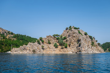 Summer Landscape green island with hills