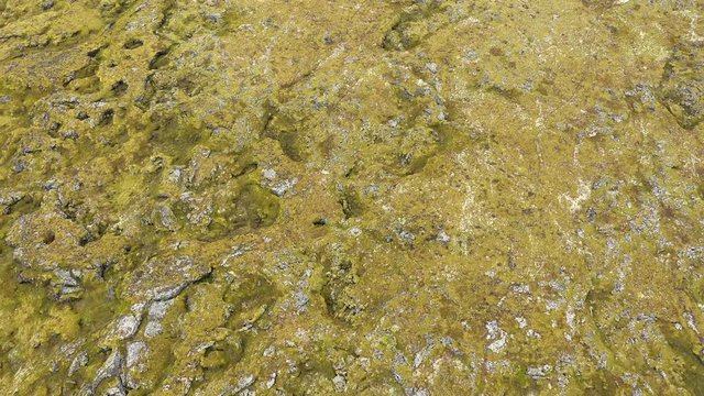 Flying over Eldhraun lava filed in Iceland, aerial 4k high angle drone view