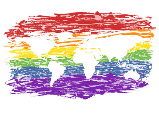 LGBT world map Rainbow background 