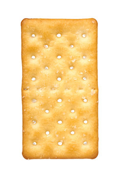 Salty cracker, crispy appetizer, rectangle shape cookie. Isolated.