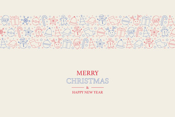 Christmas elements with wishes. Xmas greeting card. Vector