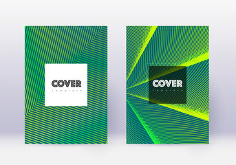 Hipster cover design template set. Green abstract 