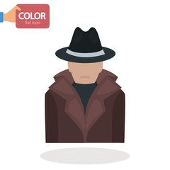 Detective actor color vector icon. Flat design