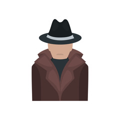 Detective actor color vector icon. Flat design