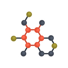 Obraz premium Molecular structure of matter color vector icon. Flat design