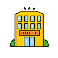 Hotel building vector illustration with simple design. Hotel icon 