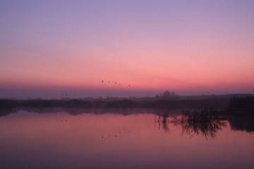 Dawn over the lake, sunrise