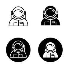 Set of astronaut vector illustration with simple black and white design. Astronaut icon 