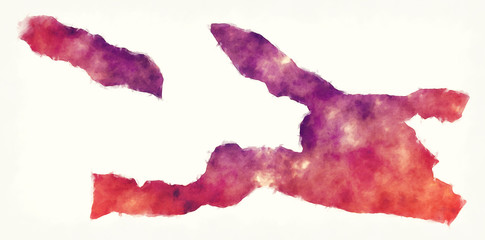 West Haiti department watercolor map