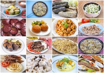 Traditional delicious Turkish foods collage
