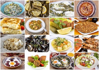 Traditional delicious Turkish foods collage