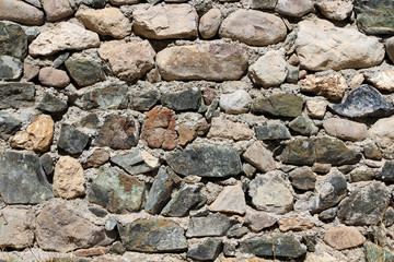 Detail of a wall made of rubble stone